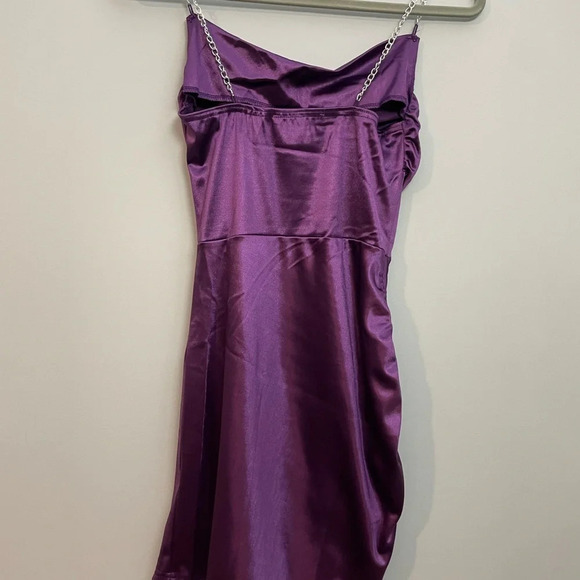 NWT Drawstring Sleeveless Backless Purple Mini Dress size M - Picture 8 of 8